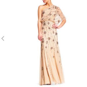Adrianna Papell One Shoulder Beaded Gown